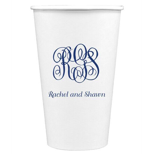 Script Monogram with Text Paper Coffee Cups